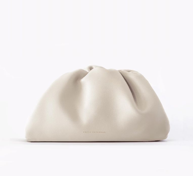 Leather Clutch Handbag Evening Bag - 100% genuine leather white