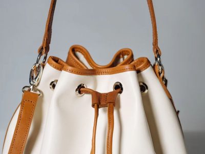 White Leather Bucket Bag