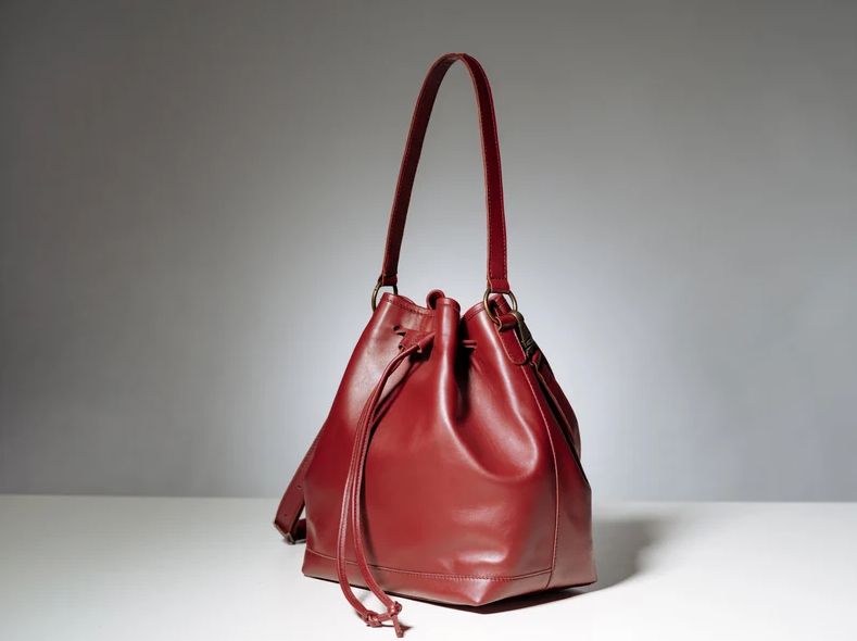 Burgundy Leather Bucket Bag