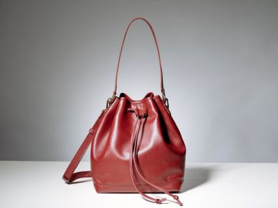 Burgundy Leather Bucket Bag